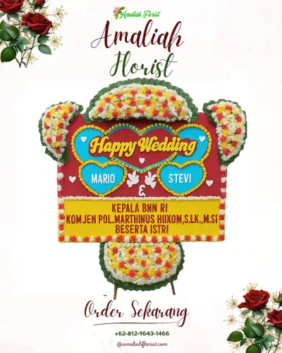 Karangan Papan Bunga Pernikahan di Beluk